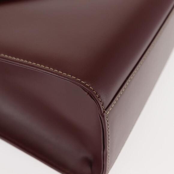 CARTIER Hand Bag Leather Bordeaux Gold Auth 146656 - Picture 9 of 16